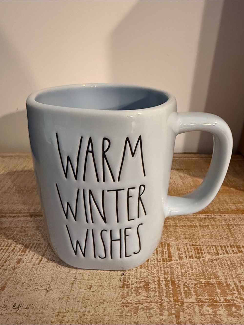 Rae Dunn- Warm Winter Wishes Light Blue Ceramic Mug